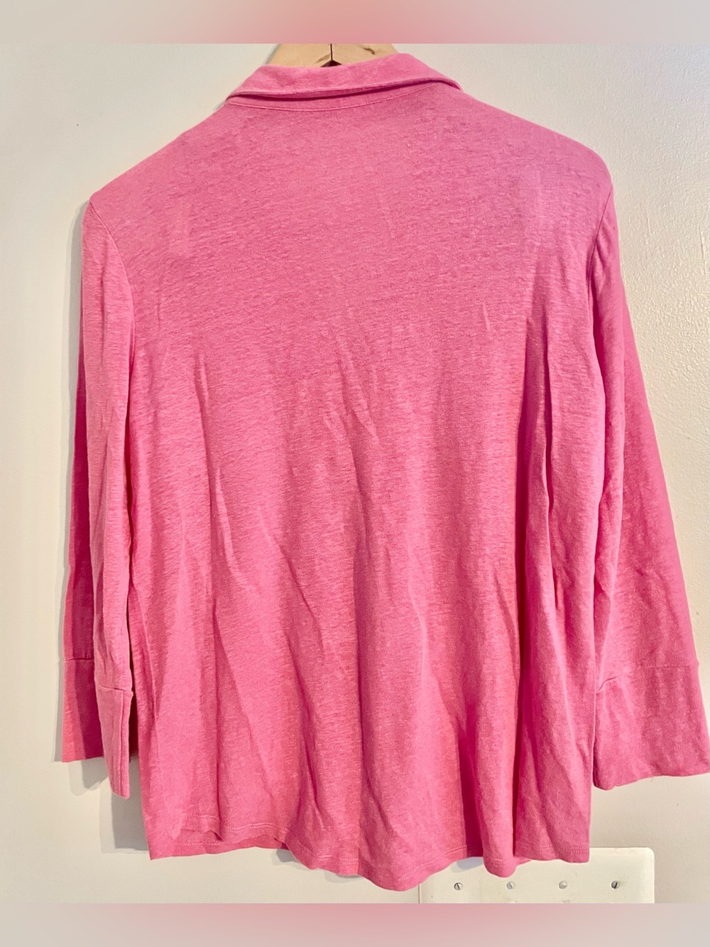 J McLaughlin Women's Brynn Linen Pink Button-Down Shirt Chest Pockets Sz M- EUC - Picture 3 of 11